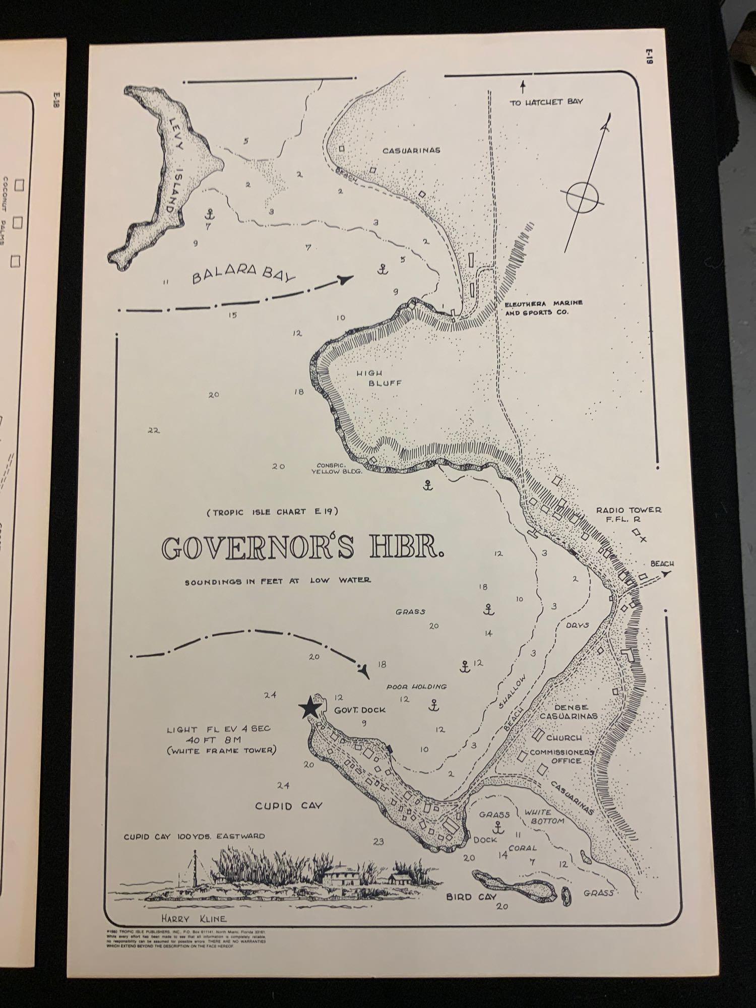 Boating maps, governors HBR, hatchet bay, north: Maps from 1981 tropic Isle publishers, Inc By Harry Kline, governors HPR, hatchet bay, north Eleuthera