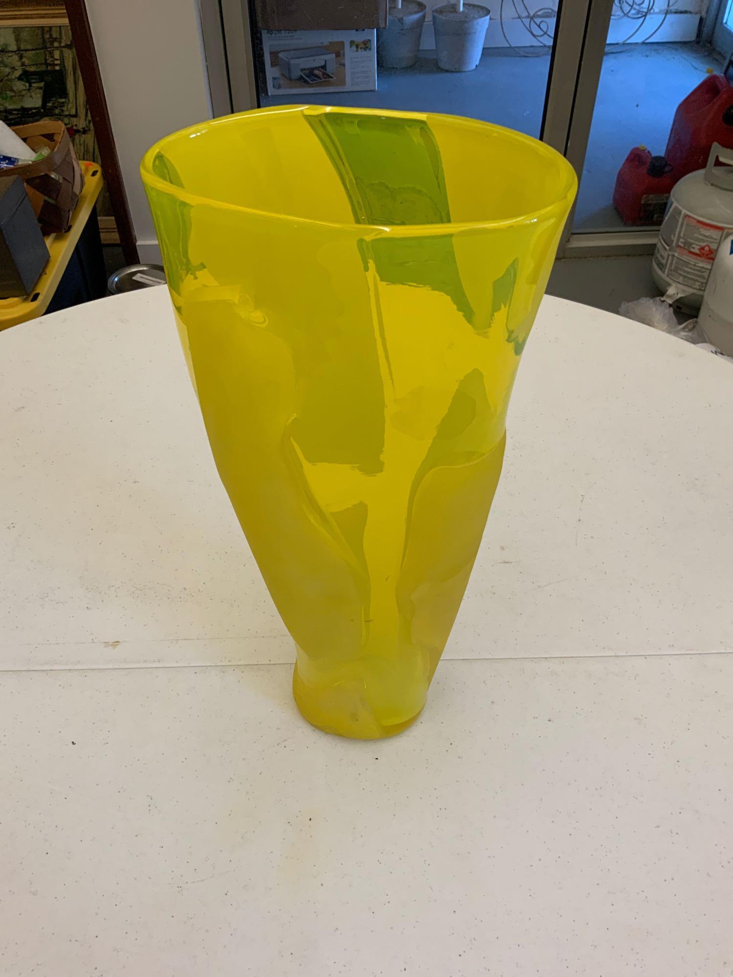 Beautiful yellow handmade vase (1 of 4)