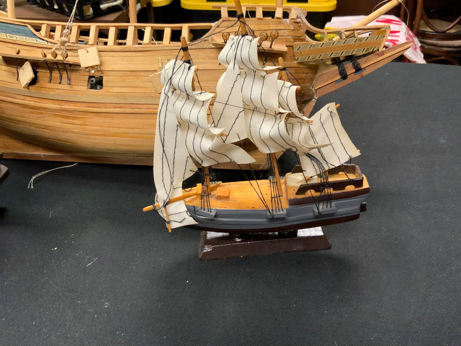 Wooden ship set of three: Wooden ship, set of 3 all one money couple tiny broken pieces all the parts seem to be here...