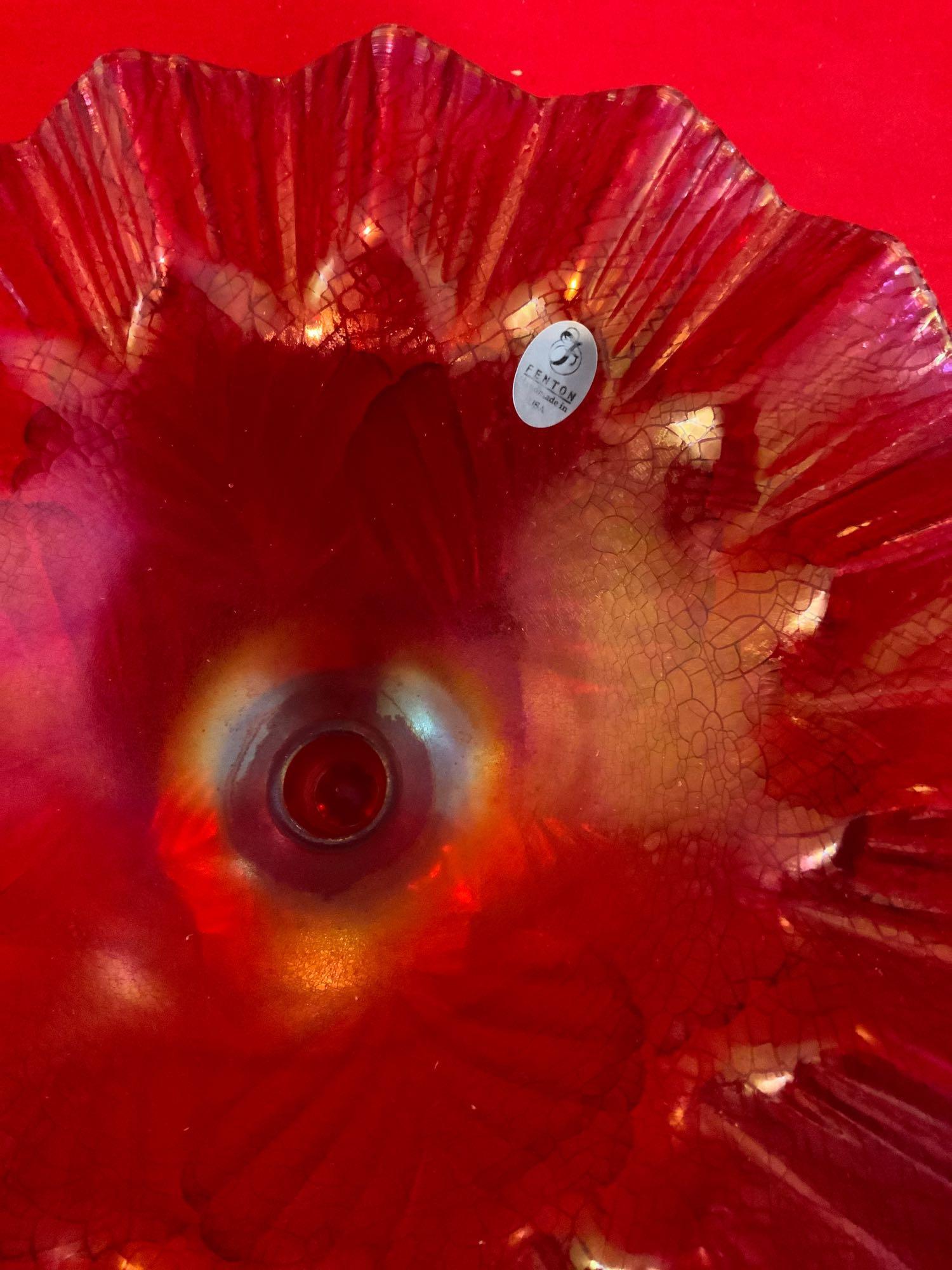 Fenton Epergne in Ruby Amberina stretch glass (1 of 6)