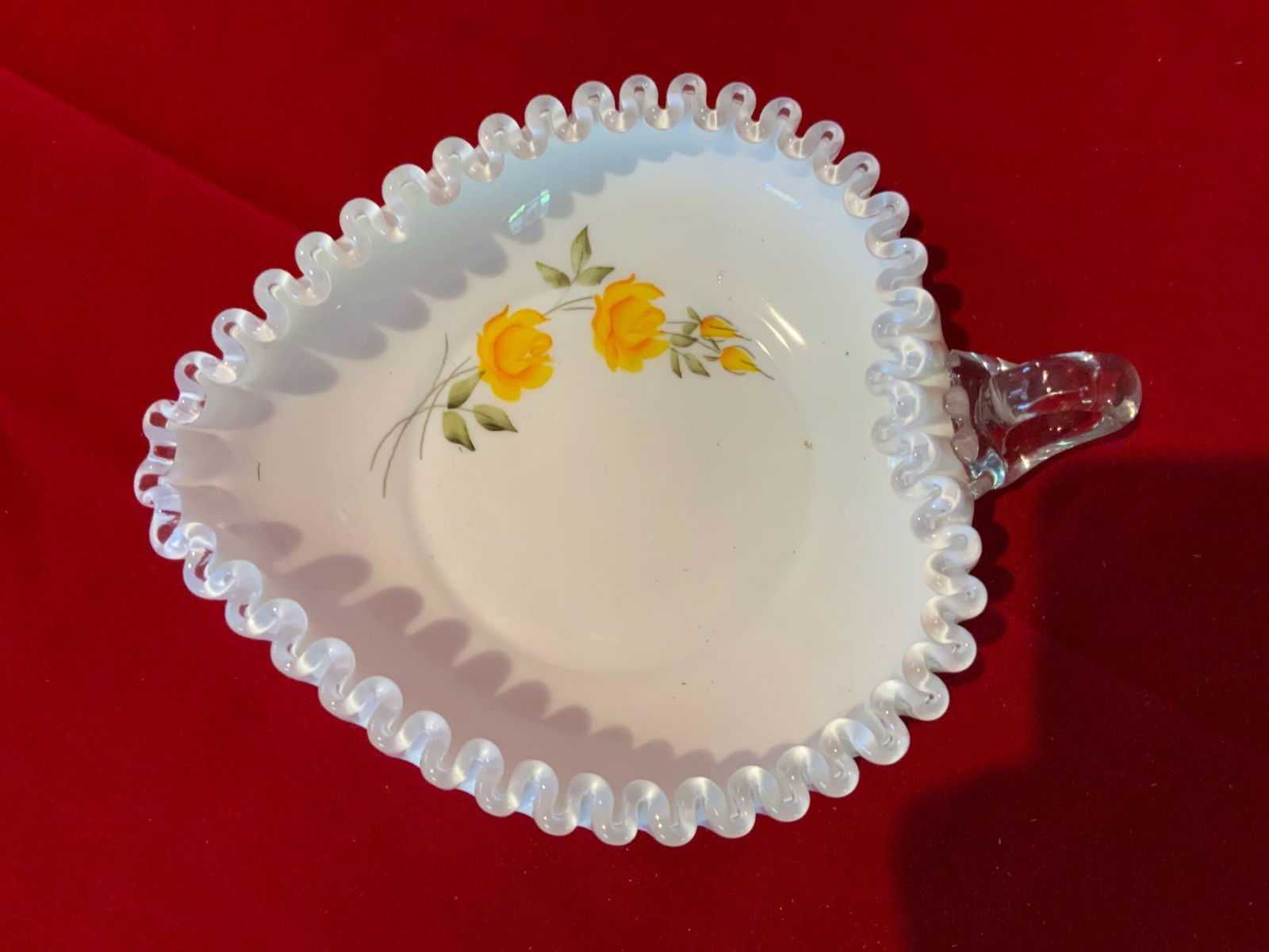 Fenton, silver crest yellow roses, relish dish (1 of 4)