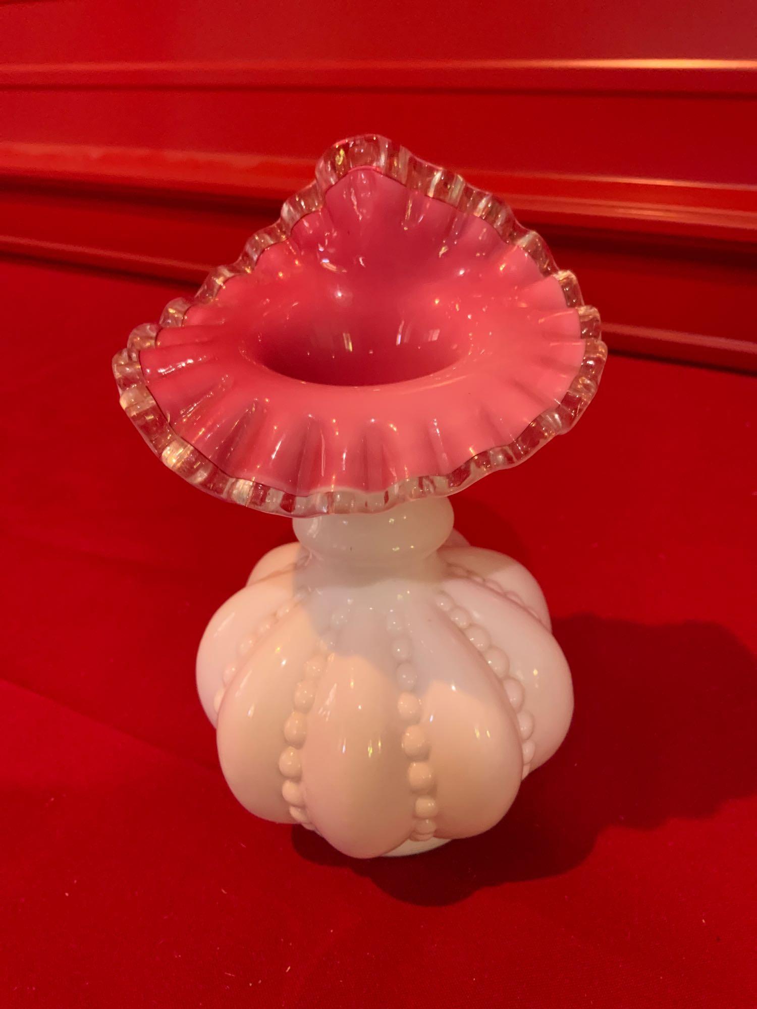 Fenton peach crest crimped and beaded melon, Jack in (1 of 3)