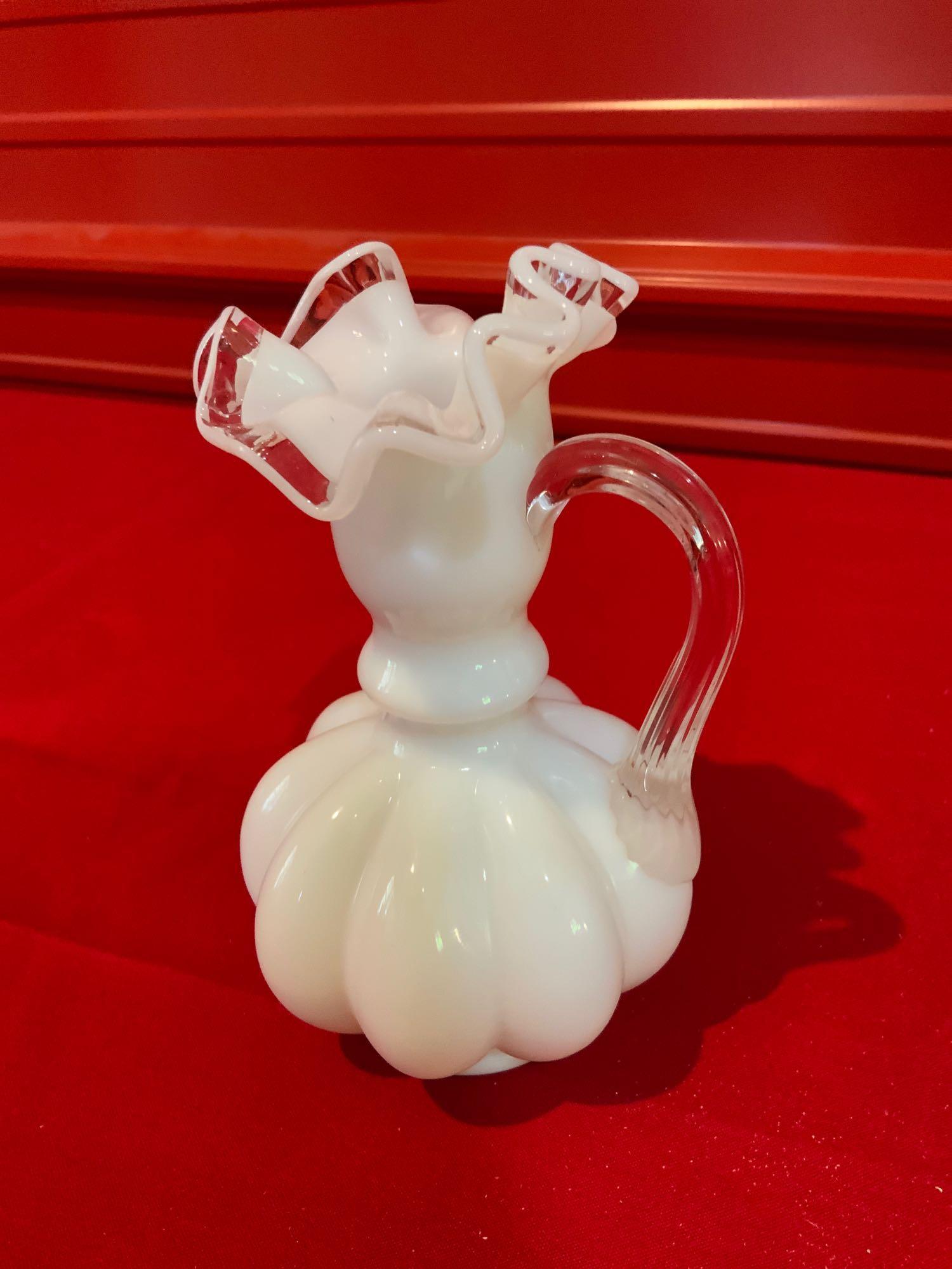 Fenton, double crested melon vase with Silver crust (1 of 4)