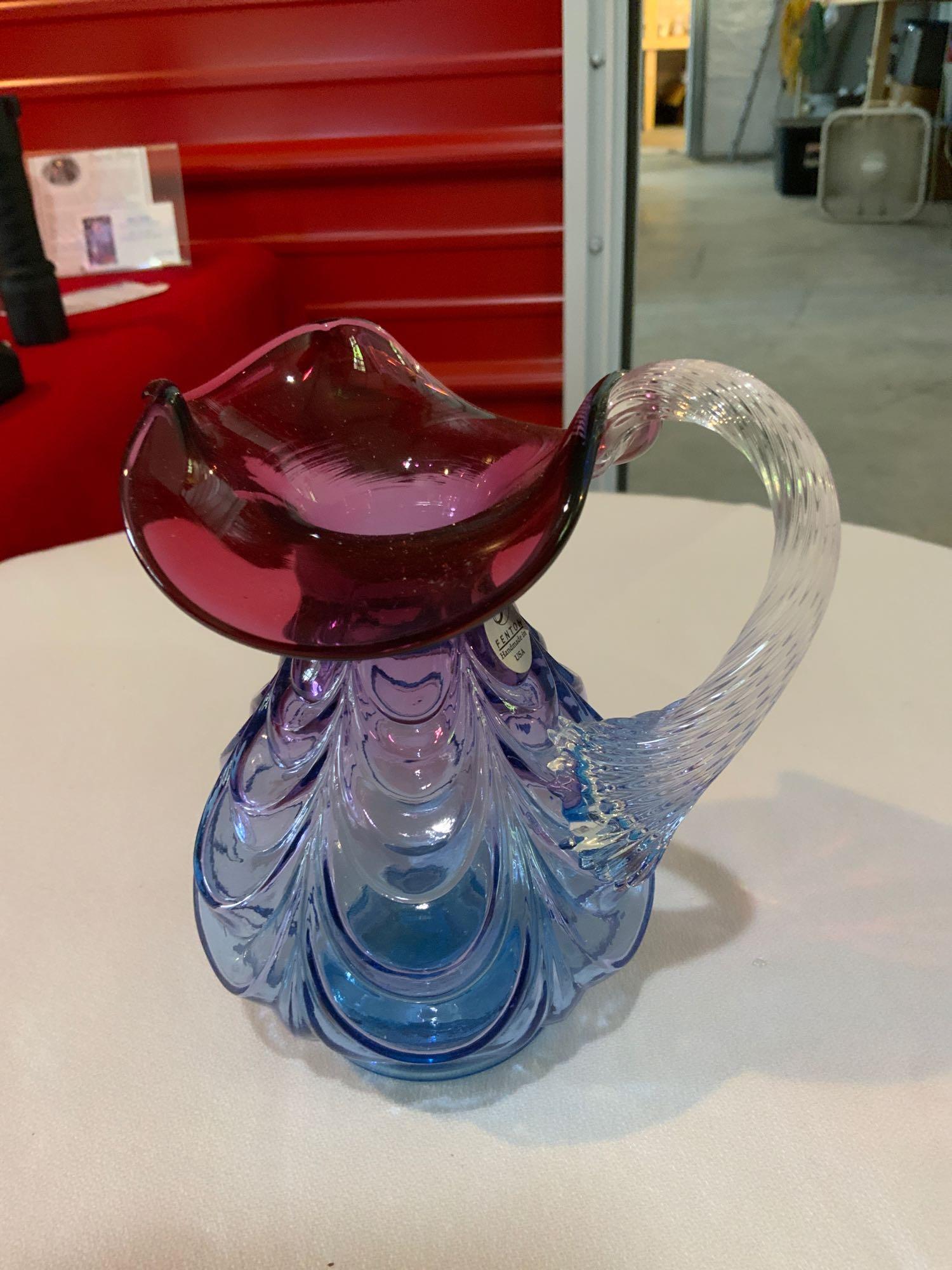Fenton, honor Collection, sure mulberry blue pitcher (1 of 4)