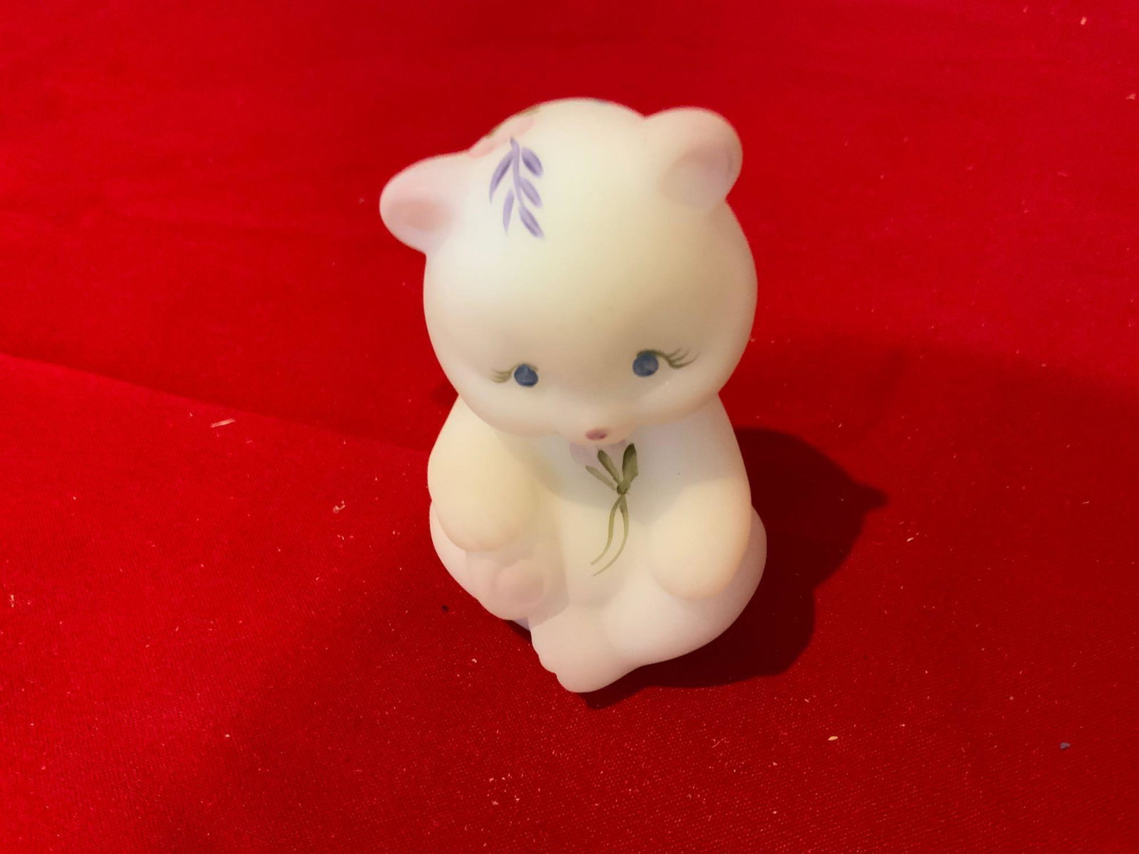 Fenton, satin glass bear hand-painted signed by Lynn (1 of 3)