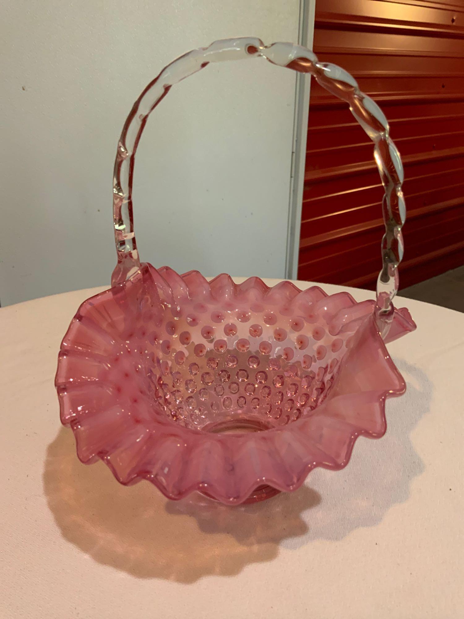 Fenton, cranberry and hopnail basket (1 of 3)