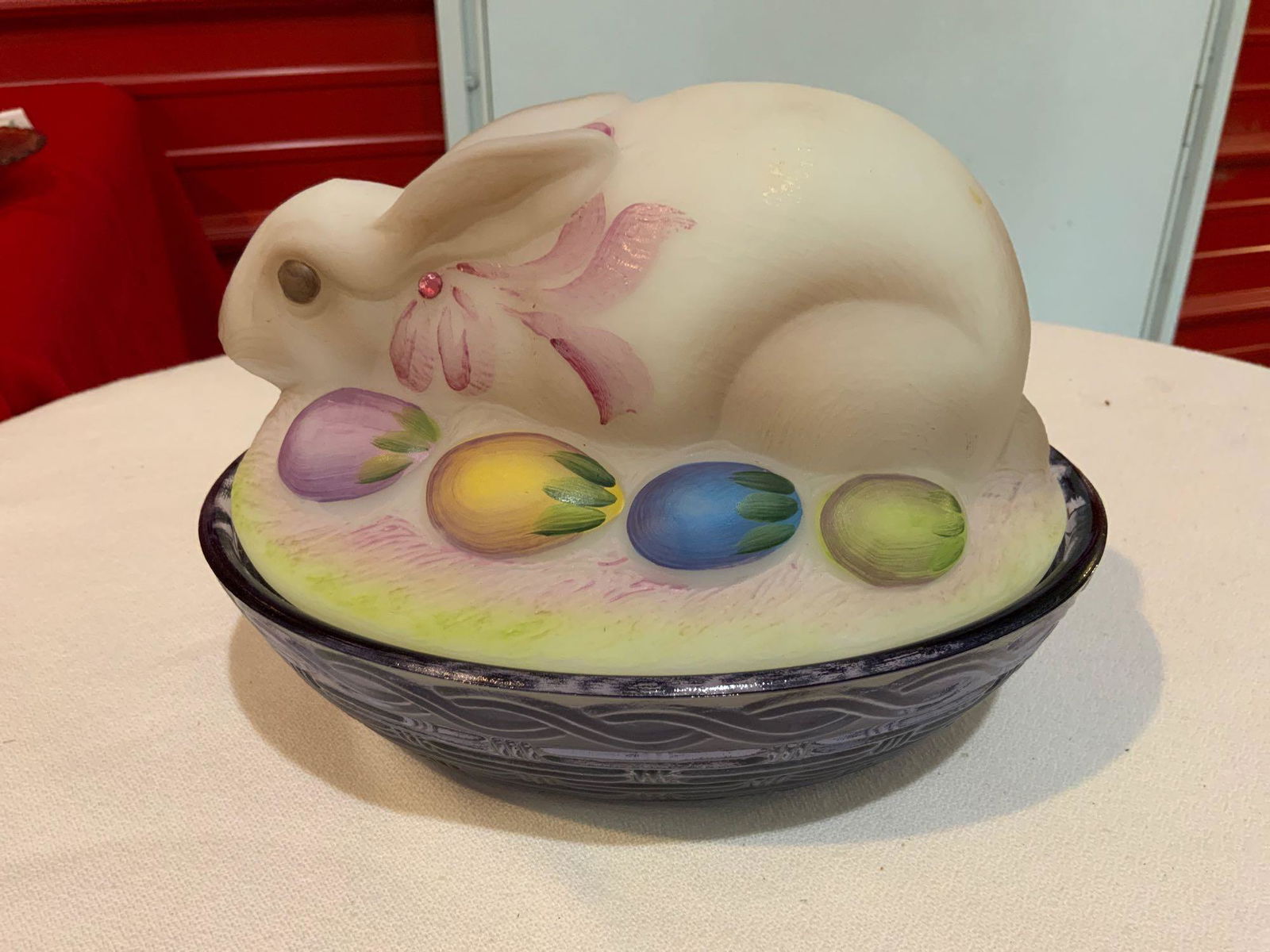 Fenton, bunny on nest candy dish (1 of 6)