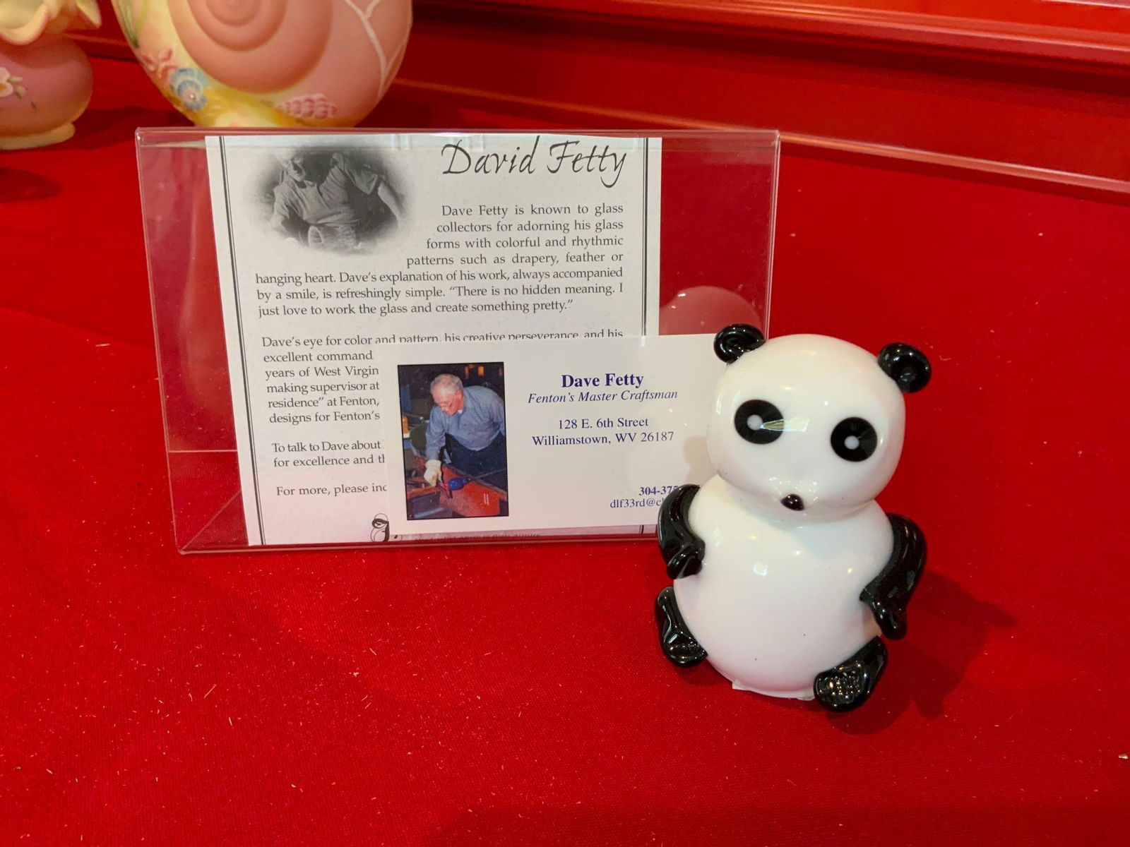 Fenton Dave Fetty,  panda bear white and black signed (1 of 4)