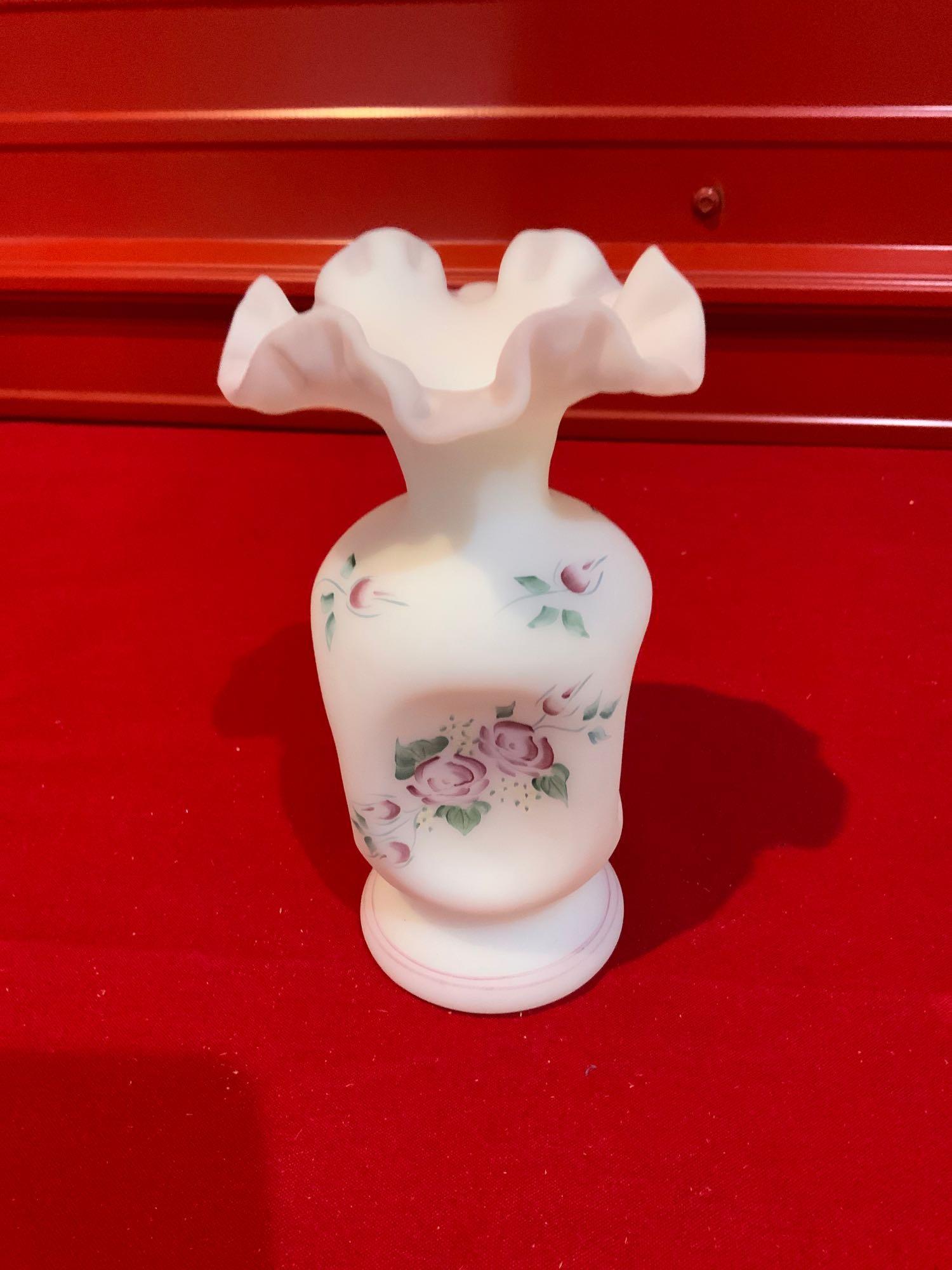Fenton, satin glass ruffle top vase (1 of 4)