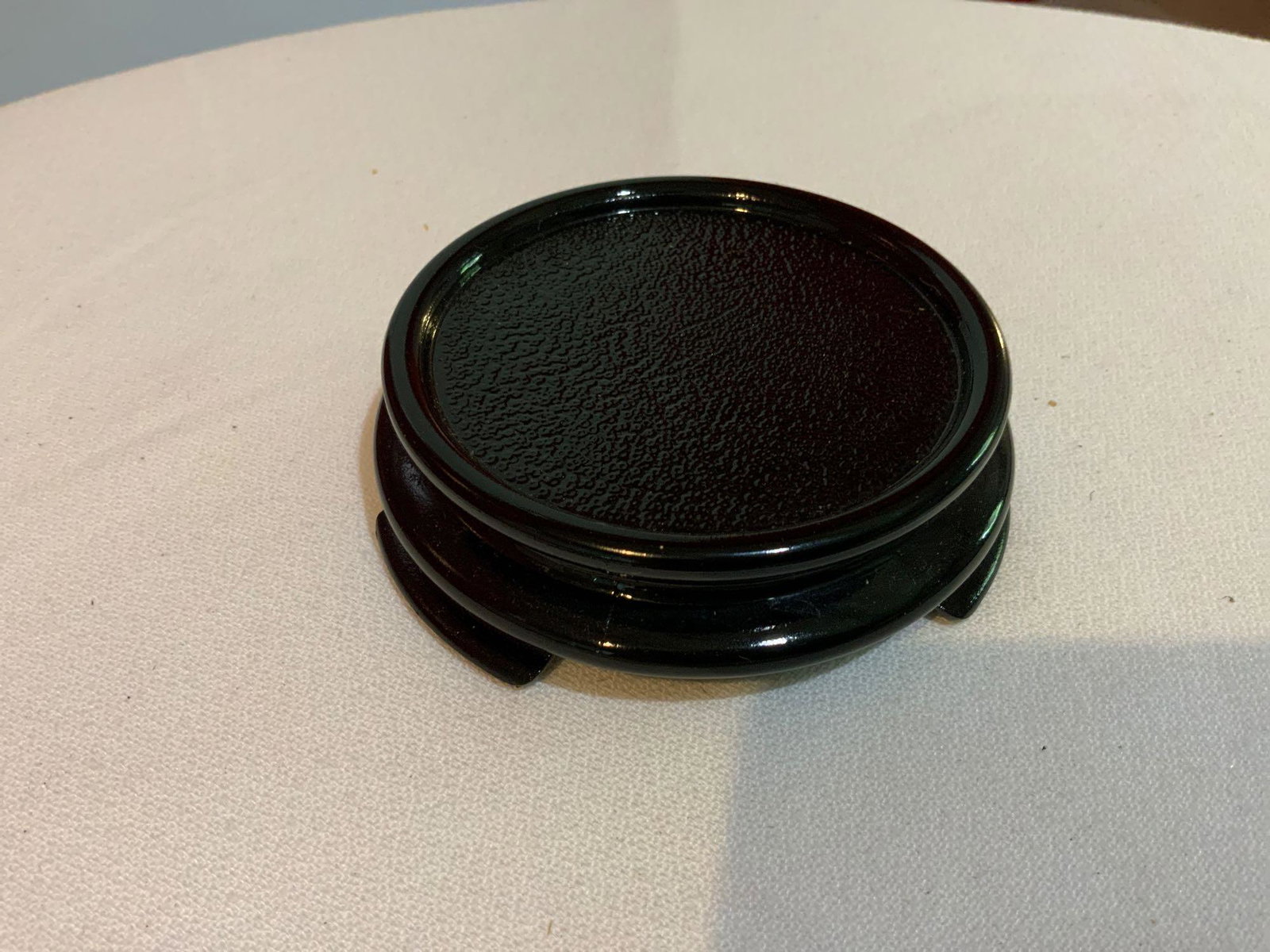 Fenton, Black opal stand: Fenton, Black opal stand, In great condition no chips or cracks 1 1/4 inches tall by 4 inches round