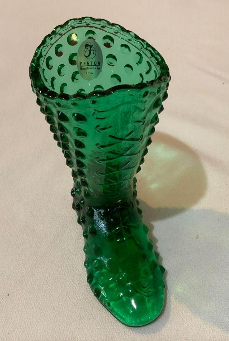 Fenton Emerald Green hobnail Victorian tall boot: Fenton Emerald Green hobnail Victorian tall boot, in great condition no chips or cracks