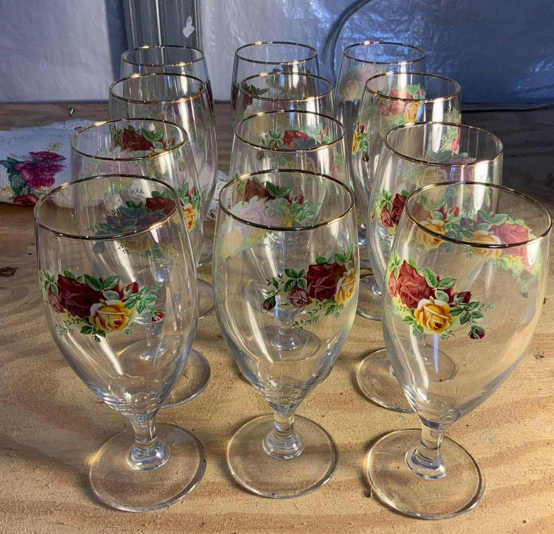 Royal Albert water glasses: Royal Albert water glasses, x8