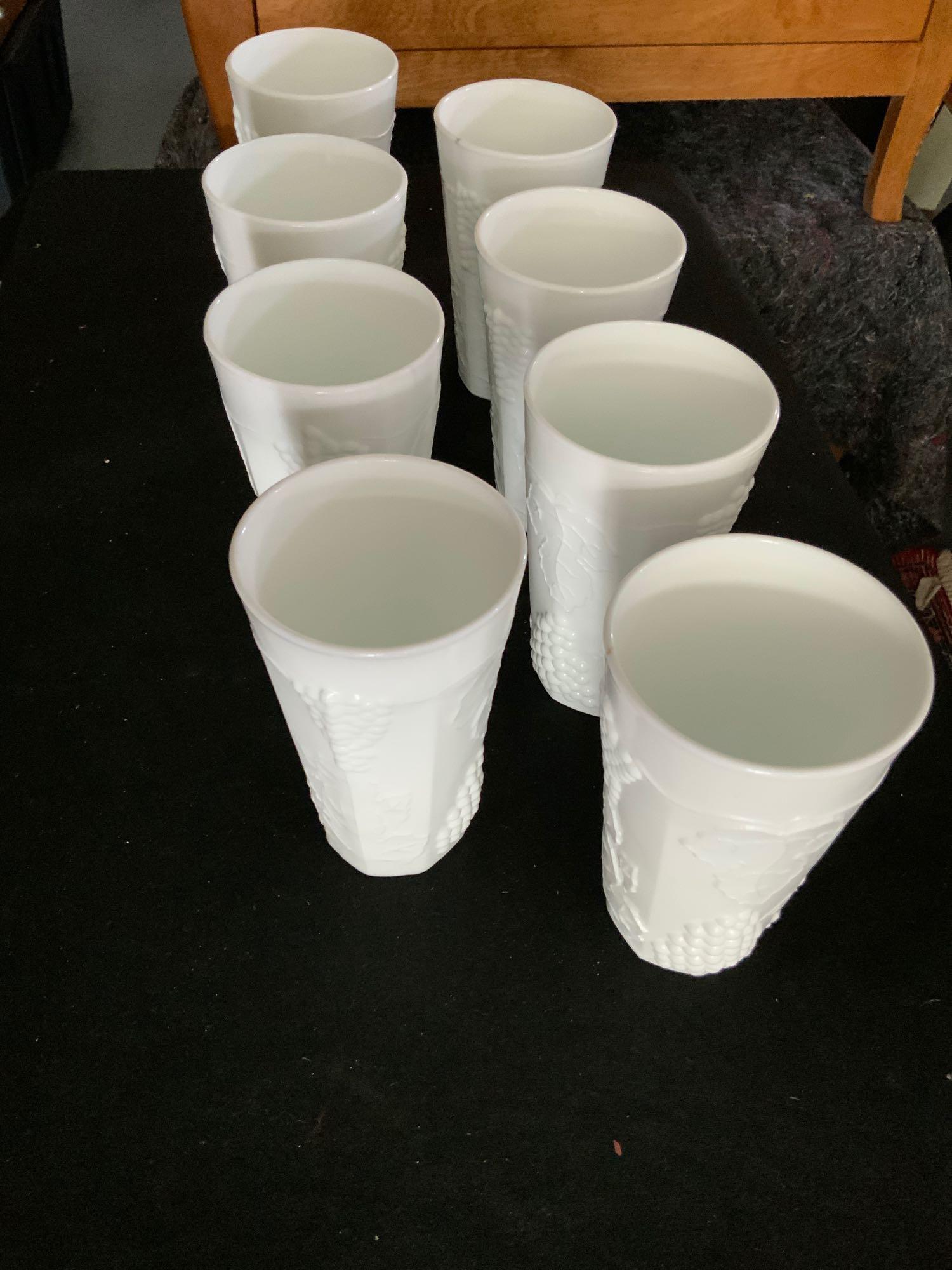 Indiana milk glass large cups: Indiana milk glass large cups, x8, all in great shape no chips or cracks