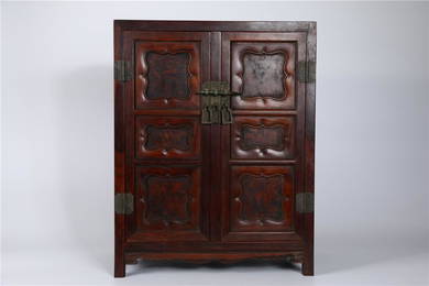 A HUANGHAULI WOOD FLAT-TOPPED STUDY BOOKCASE