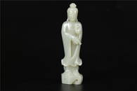 A HETIAN JADE MADE GUANYIN STANDING STATUE