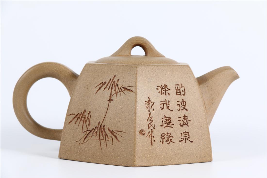 A HEXAGONAL PURPLE CLAY TEAPOT (1 of 8)