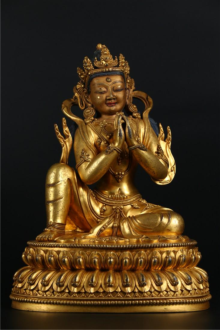 A GILT BRONZE DHARMAPALAS BUDDHA STATUE (1 of 10)