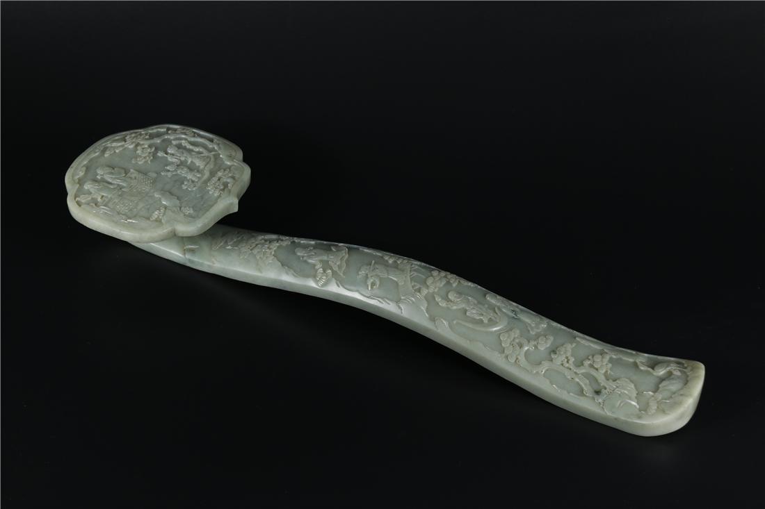 A HETIAN JADE CARVED RUYI SCULPTURE (1 of 10)