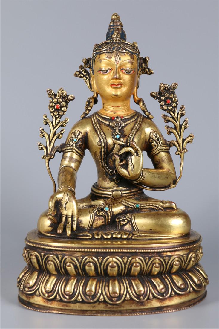 A GILT BRONZE WHITE TARA BUDDHA STATUE, MING DYN. (1 of 9)