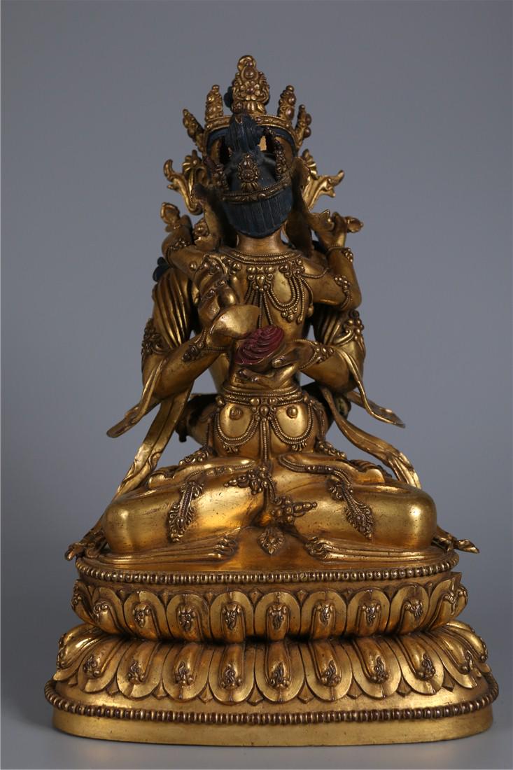 A GILT BRONZE HEVAJRA BUDDHA STATUE, MING DYN. (1 of 9)