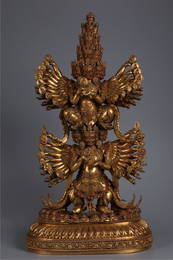 A GILT BRONZE DHARMAPALAS BUDDHA STATUE