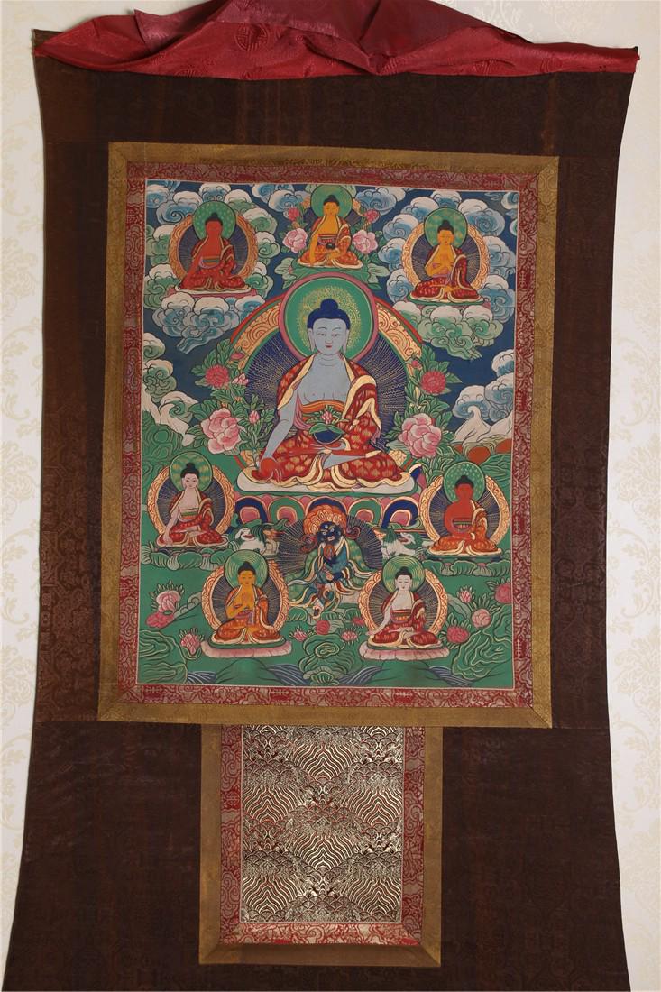 A BHAISAJYAGURU BUDDHA THANGKA (1 of 9)
