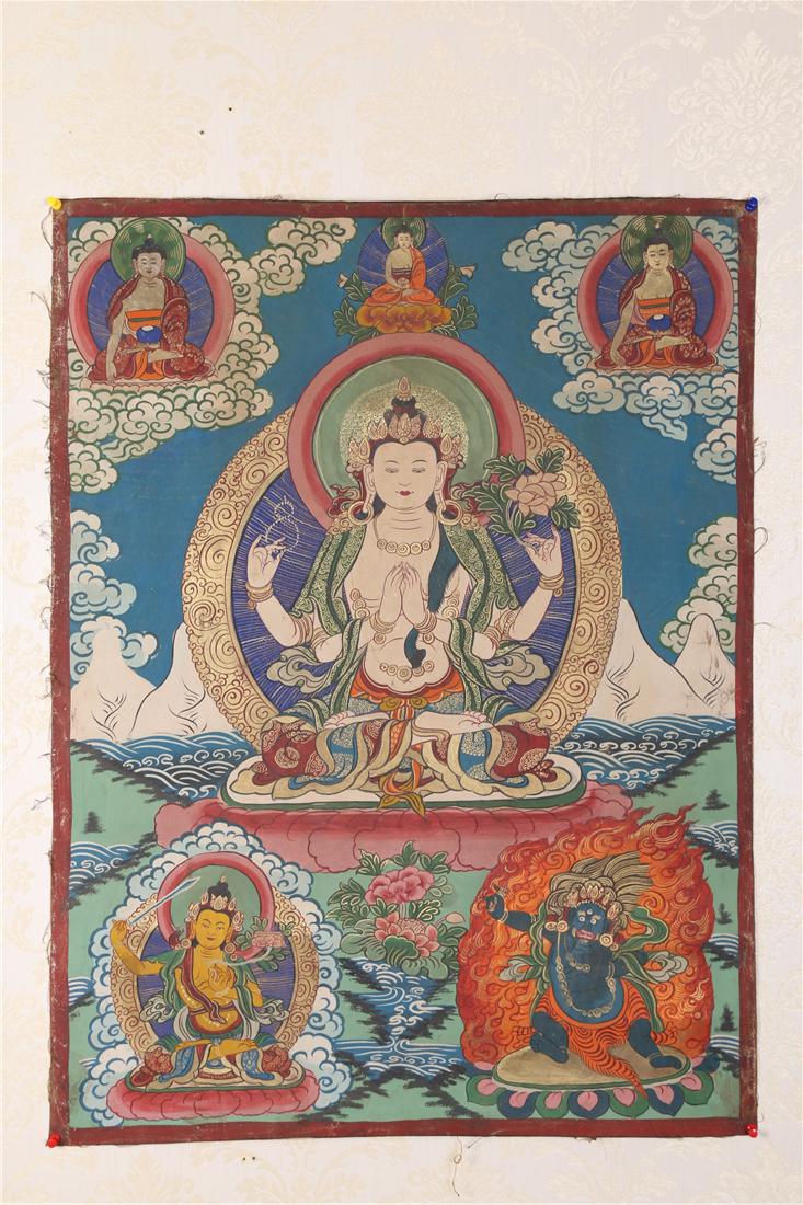 A FOUR-ARM GUANYIN BODHISATTVA THANGKA (1 of 9)