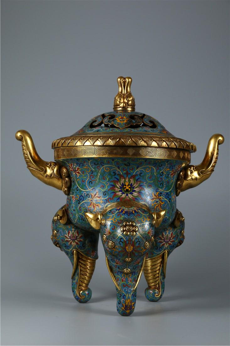 A GILT BRONZE CLOISONNE BURNER (1 of 9)