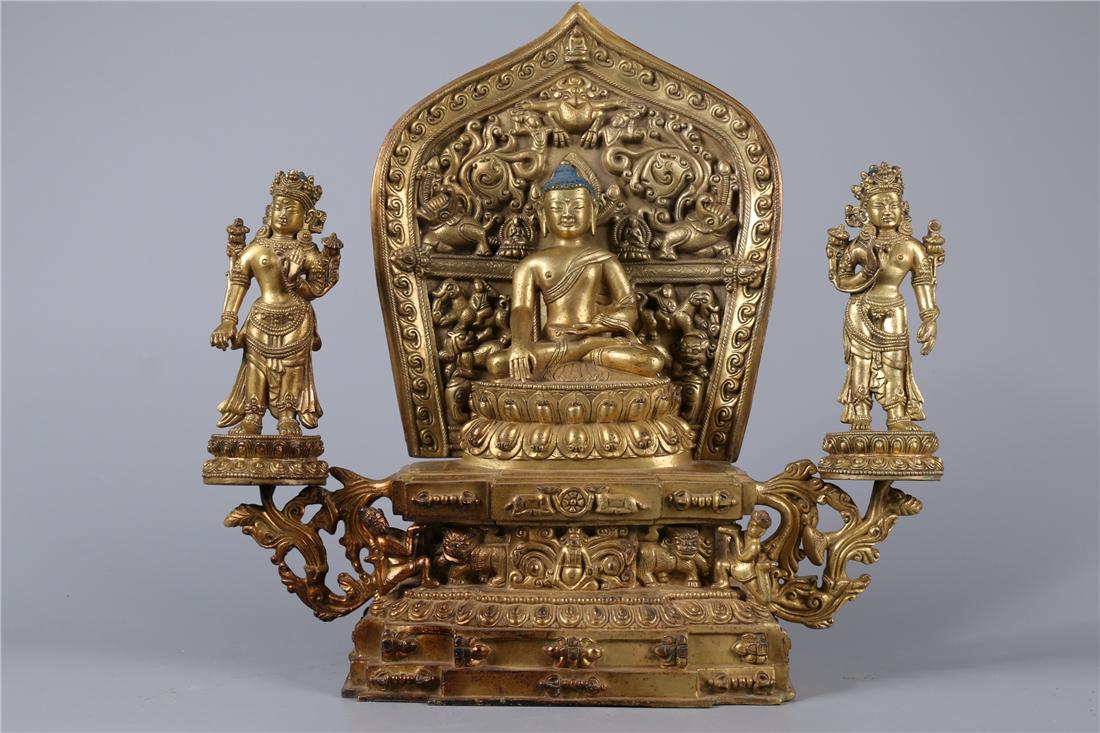 A GILT BRONZE SAKYAMUNI BUDDHA STATUE (1 of 10)