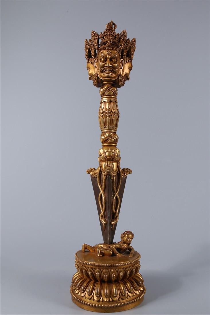 A GILT BRONZE INSTRUMENT VAJRA FOR BUDDHIST RITE (1 of 10)