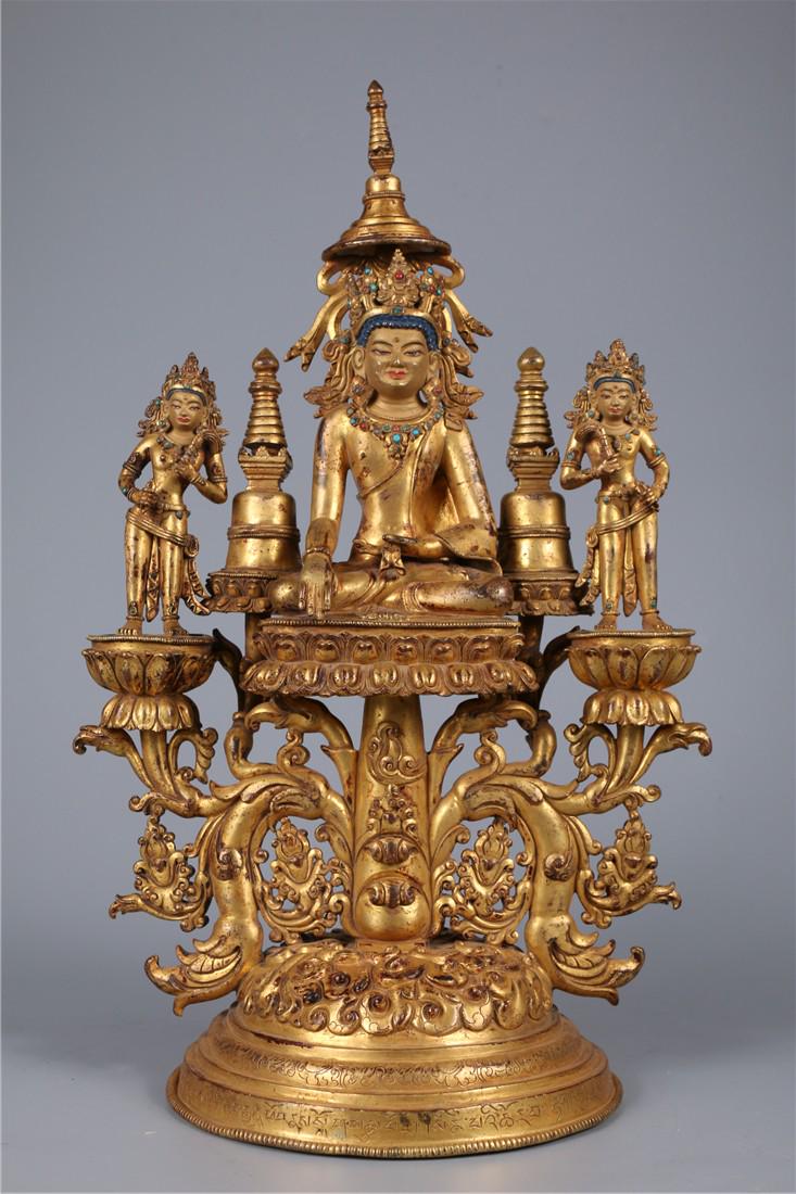 A GILT BRONZE SAKYAMUNI BUDDHA STATUE (1 of 9)
