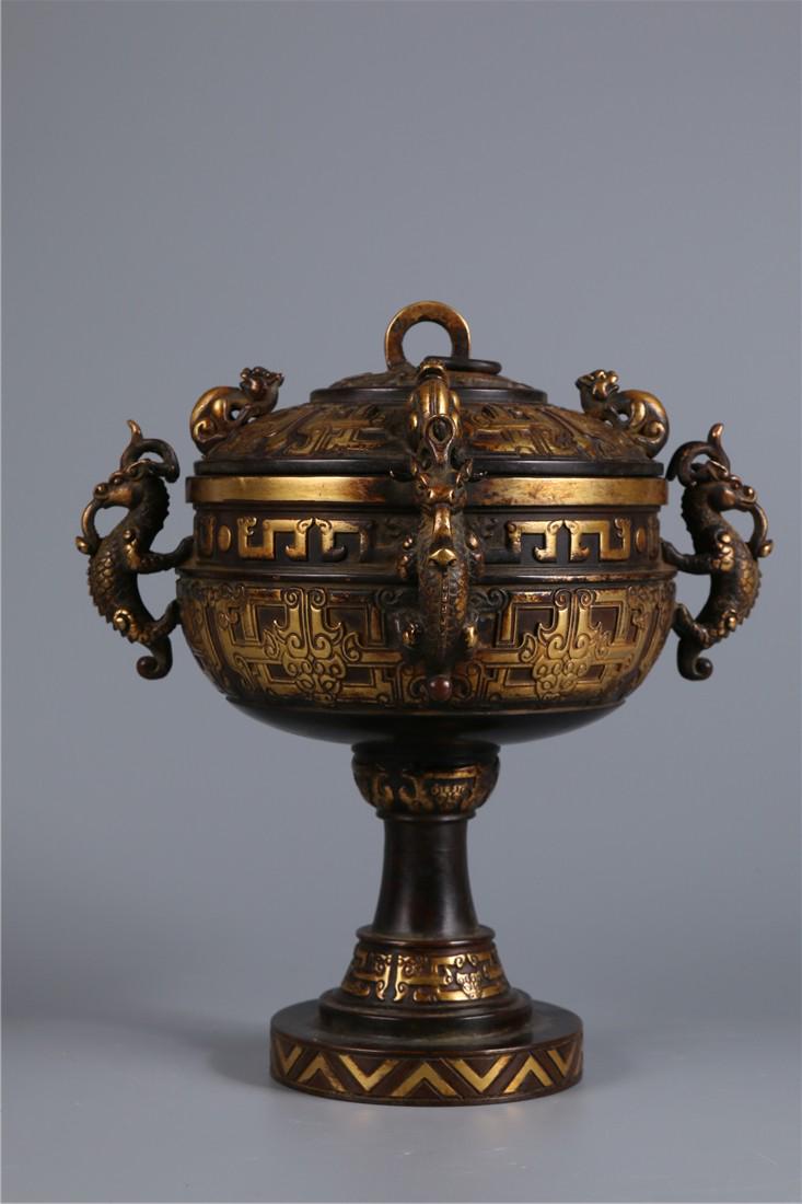 A GILT BRONZE INCENSE BURNER (1 of 9)