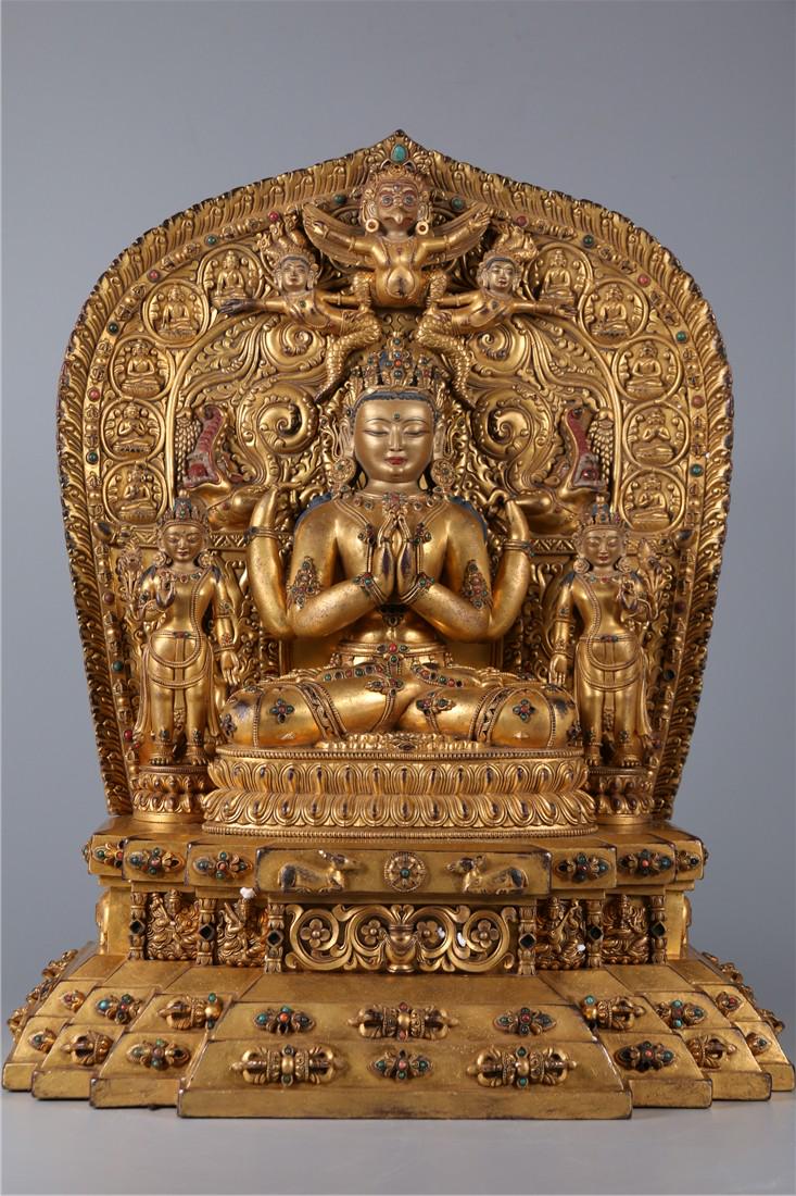 A GILT BRONZE BODHISATTVA BUDDHA STATUE (1 of 10)