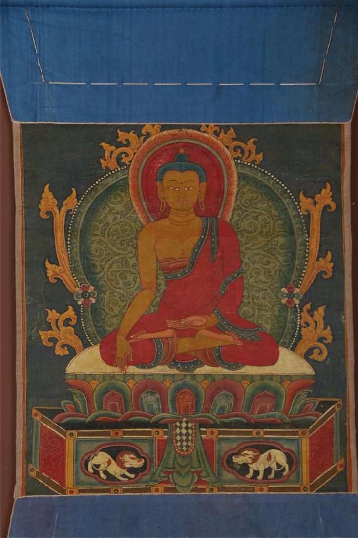 A SAKYAMUNI BUDDHA THANGKA. (1 of 8)