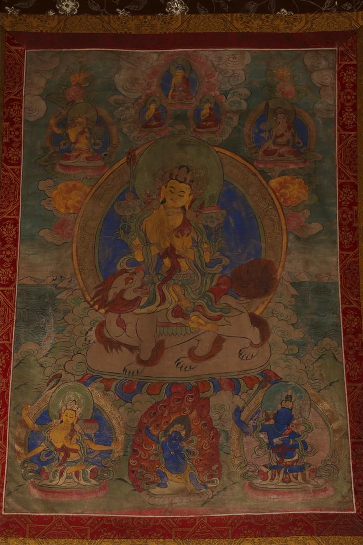 A MANJUSRI BODHISATTVA BUDDHA THANGKA. (1 of 7)