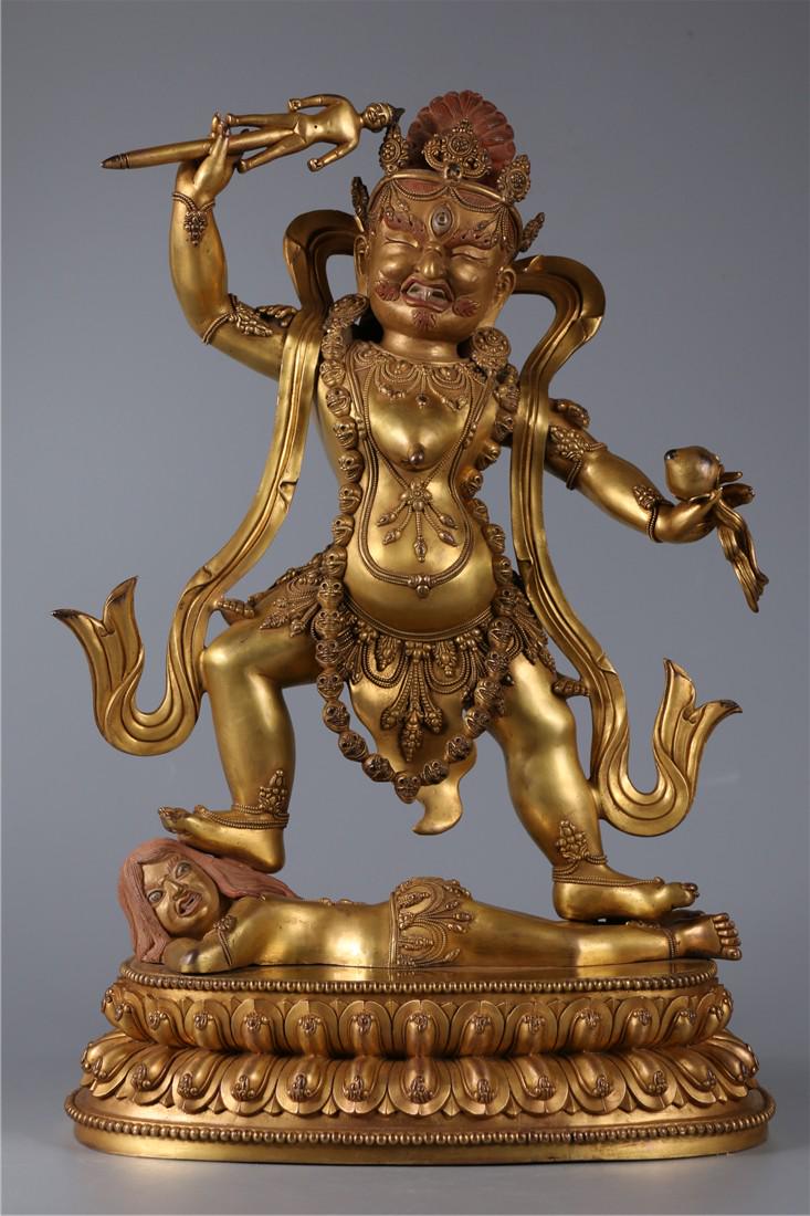 A GILT BRONZE VAJRA BUDDHA STATUE, MING DYN. (1 of 10)