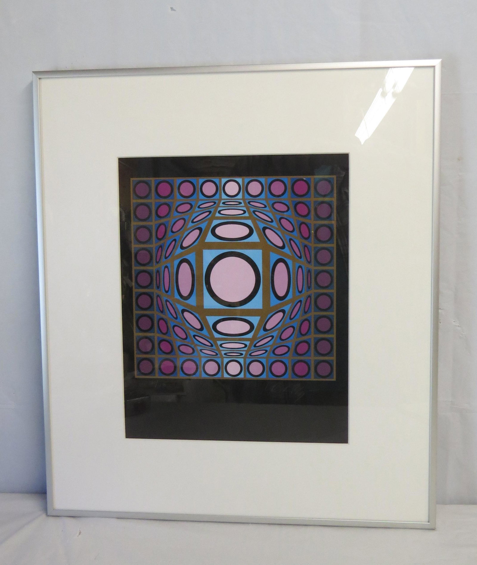 Serigraph: Original Serigraph "Microcosmos Pink" 180/250 by Victor Vasarely 16 ½" x 19" with certification of authenticity, excellent condition
