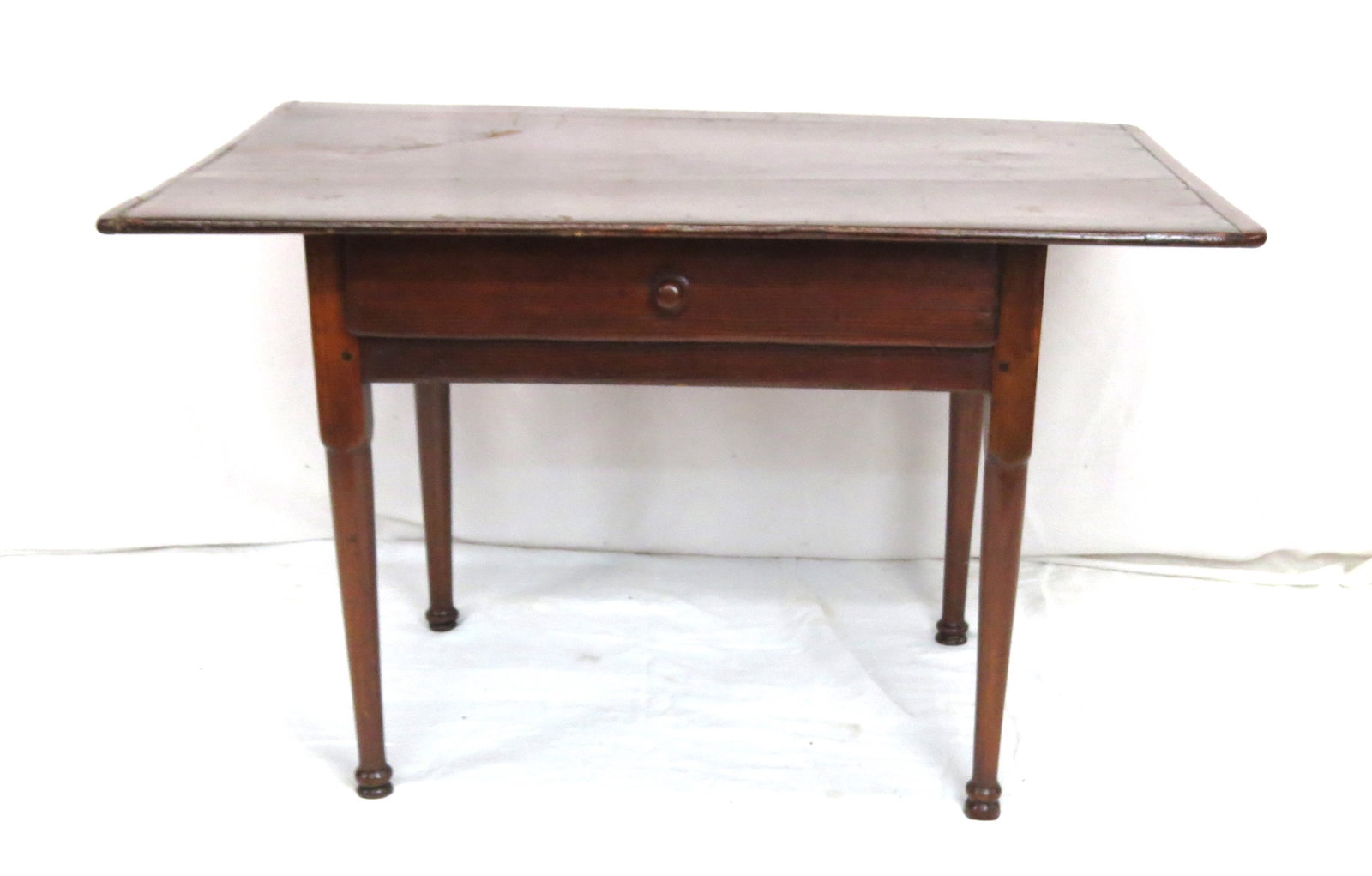 Turned leg one drawer tap table with button feet (1 of 7)