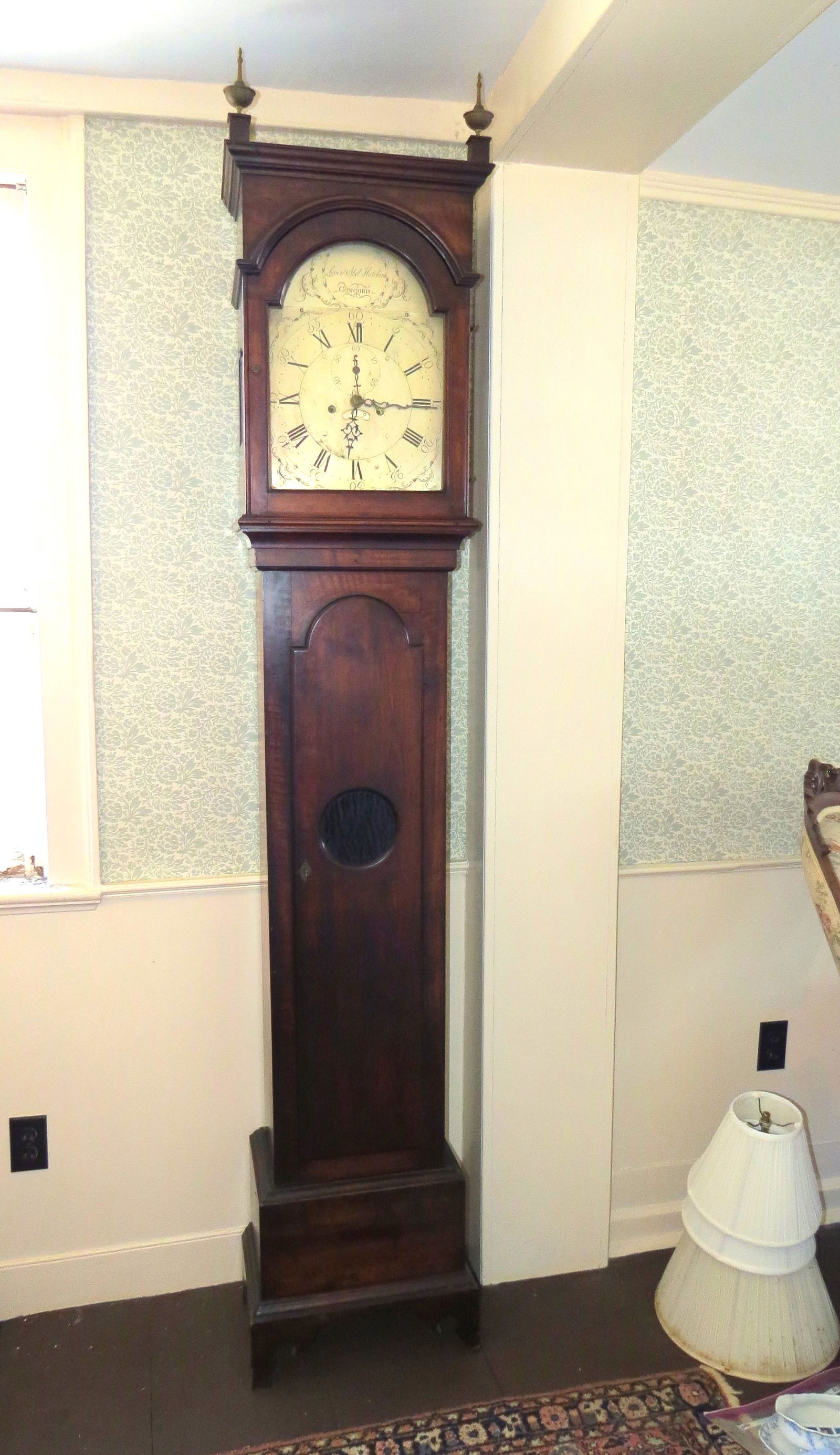 Abel and Levi Hutchens Grandfather clock with silver washed dial (1 of 19)
