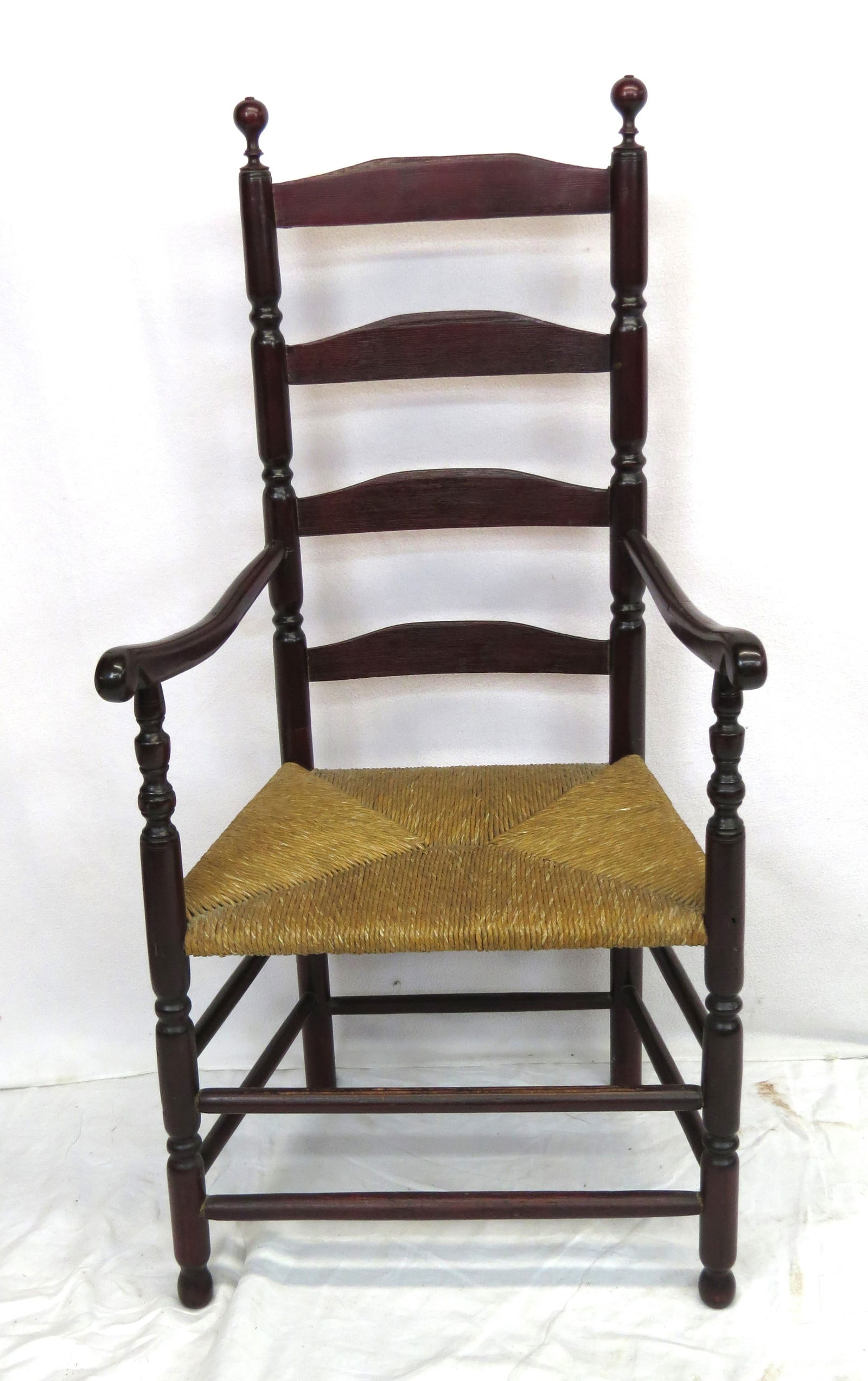 Sausage turned ladder back arm chair with button feet (1 of 7)