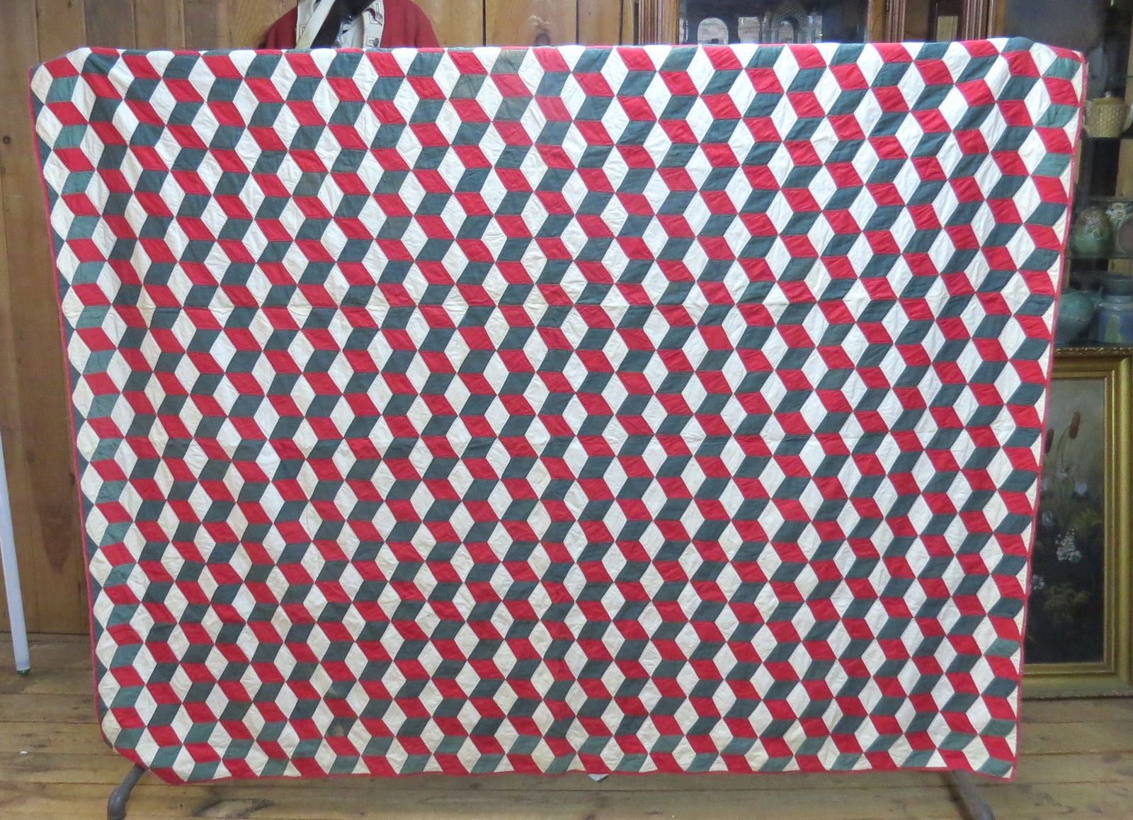 Quilt in “Tumbling Blocks” pattern (1 of 4)