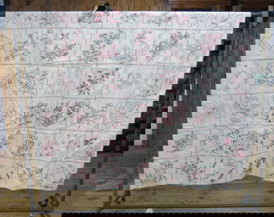 Child’s quilt dated 1886: Child’s quilt dated 1886, with squares containing animals, children, fruit etc. 74” x 65”, has some stains