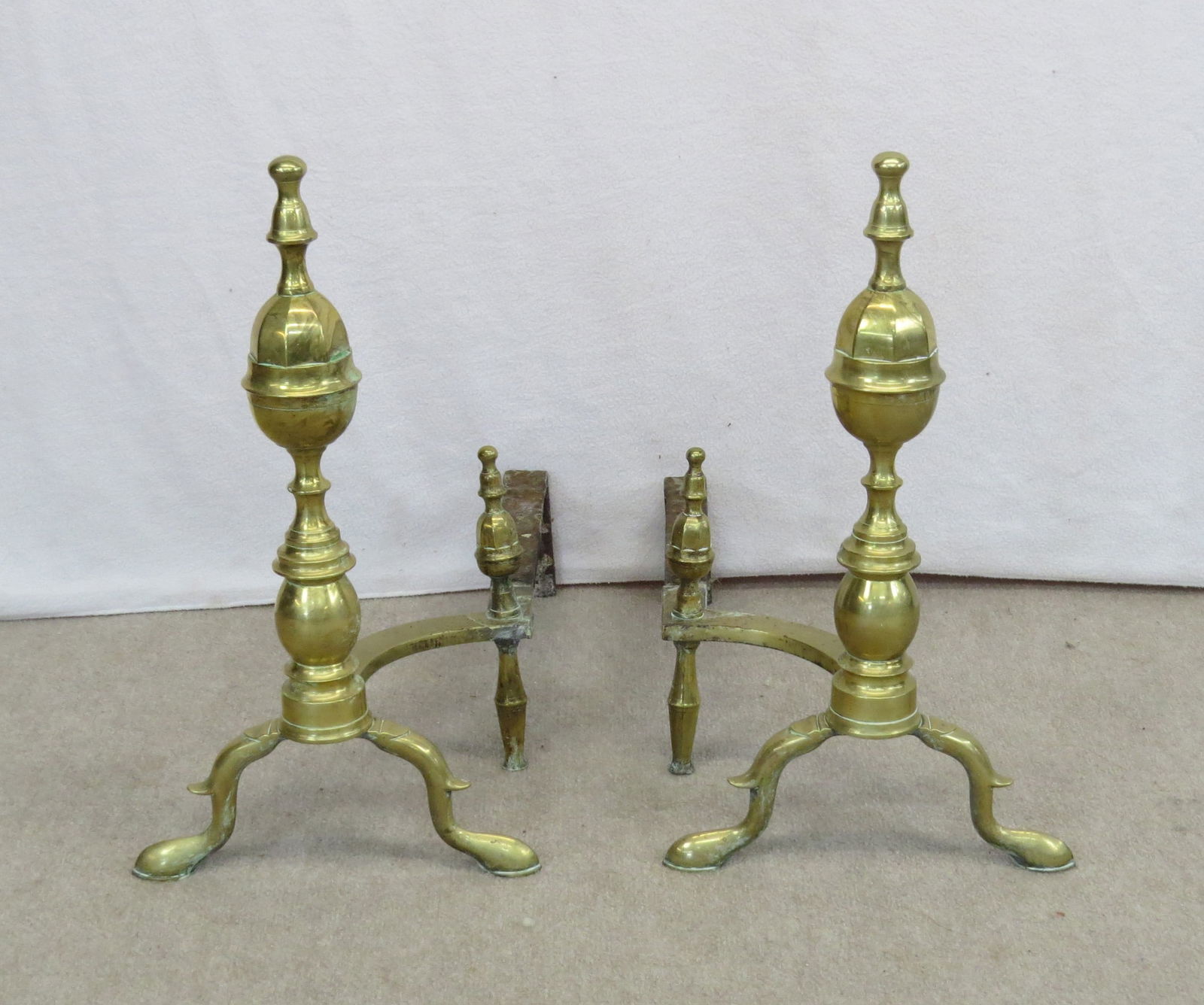 Pair brass andirons (1 of 2)