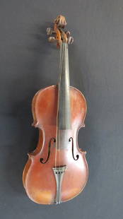Violin in hardshell case: Violin in hardshell case, violin 14&rdquo; body, 23 &frac12;&rdquo; overall length has label reading Gaspard de Salo, in Brecia