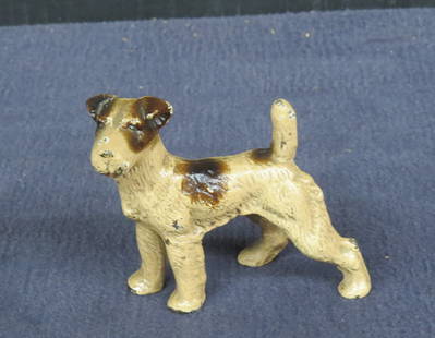 Mini cast iron Hubley Terrier: Mini cast iron Hubley Terrier in original paint, 3&rdquo; h. x 3 &frac12;&rdquo; l., very good condition