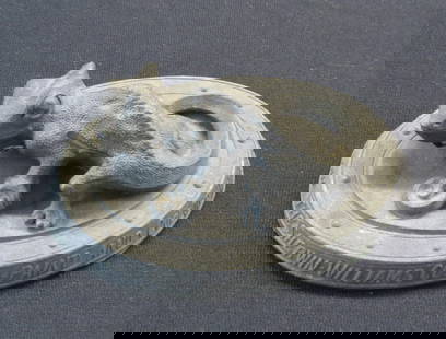 Sherwin-Williams Chameleon advertising office desk paperweight: Sherwin-Williams Chameleon advertising office desk paperweight reads around base Sherwin-Williams Co. paint and color makers, Cleveland, Chicago, New York, Montreal, Boston, copper alloy, with nice pa