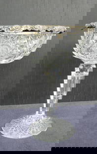American Brilliant cut glass Sterling and cut-glass compote: American Brilliant cut glass Sterling and cut-glass compote