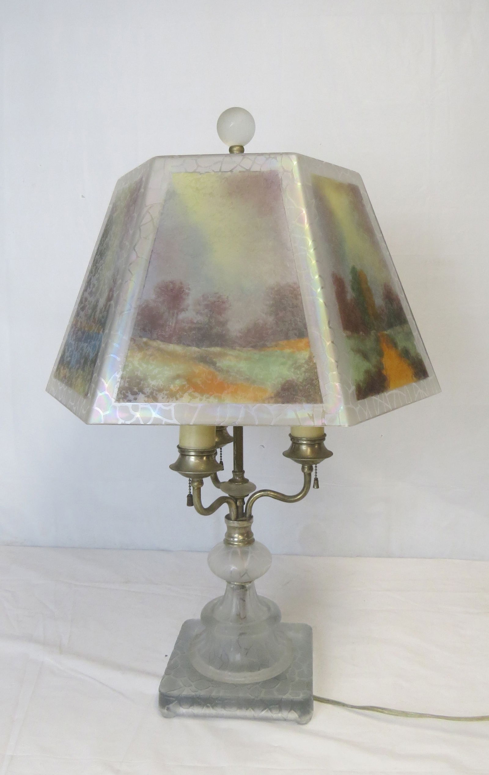 Reverse painted table lamp signed Jefferson (1 of 7)