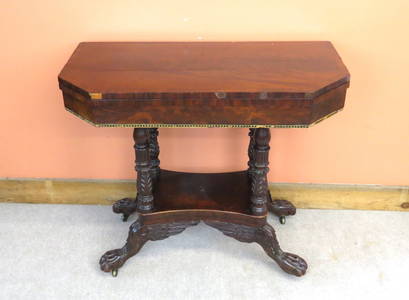 Duncan Phyfe school Federal carved mahogany card table