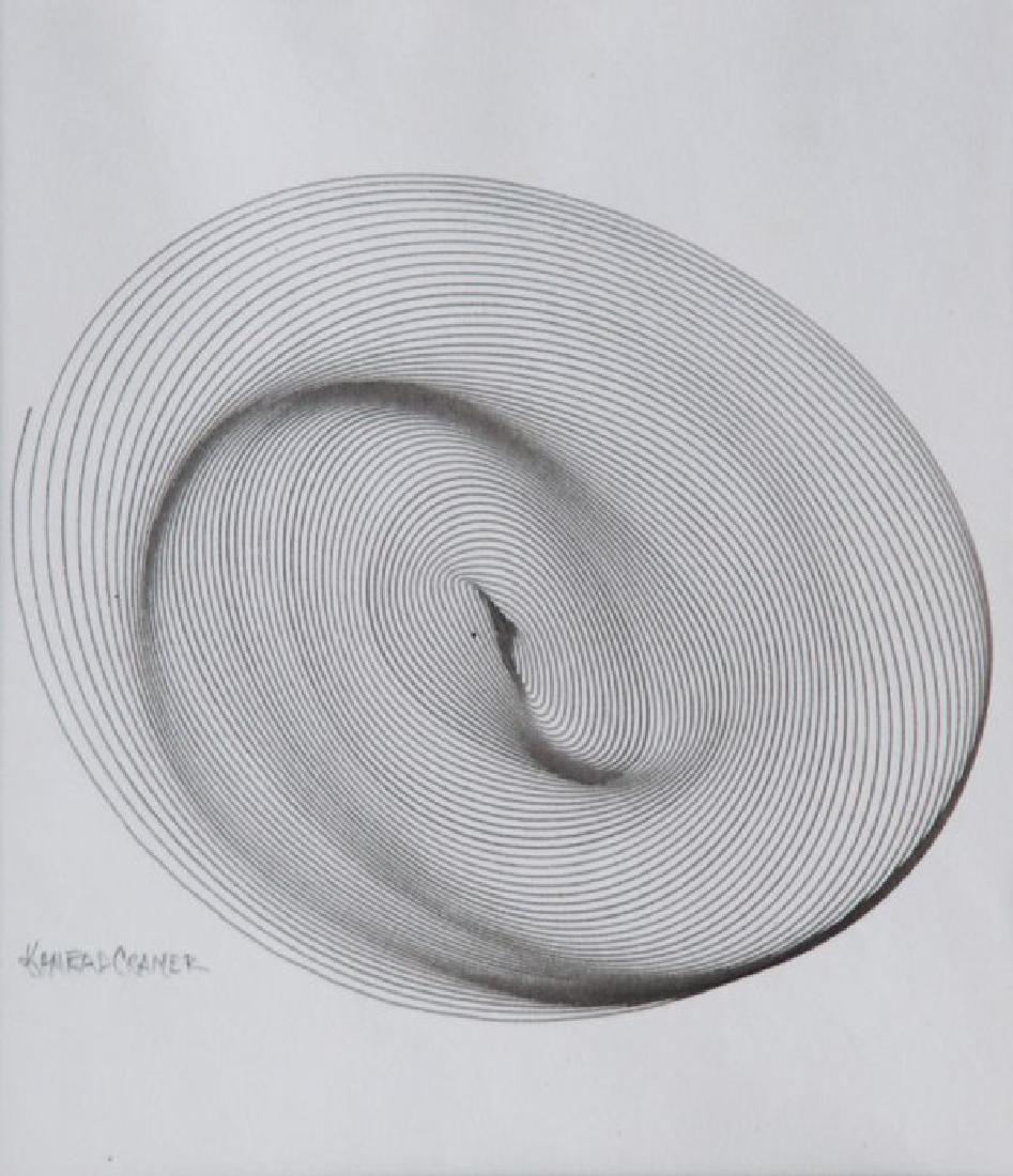 Konrad Cramer (1888-1963): Untitled, Sympalmograph Ink drawing, 7 1/2" x 6 1/2", Signed Lower Left, Framed.